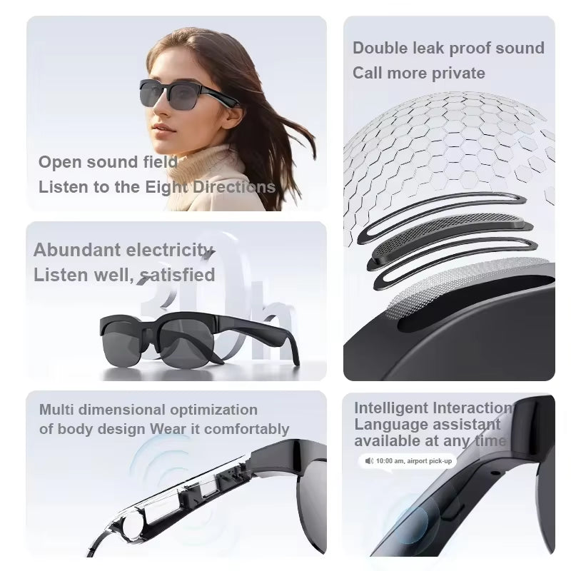 8K HD AI Smart Glasses AI Translation Hands-Free Calling AI Chat Logging Music Playback Smart Sunglasses for Men 2027 New